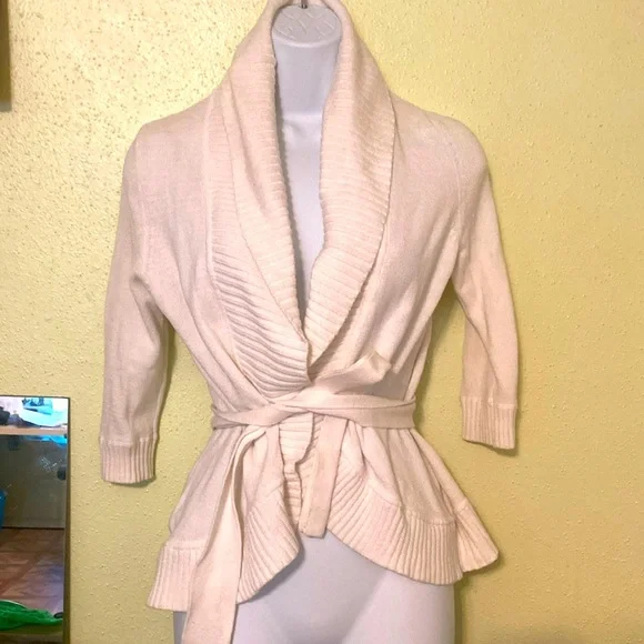 Bcbg white belted cardigan - Picture 1 of 4